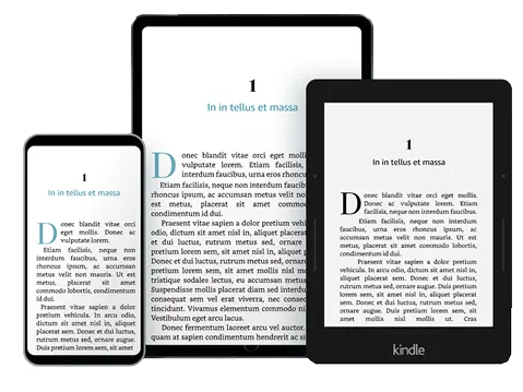 Three Kindle e-readers displaying the same text on their screens, showcasing identical content across devices.